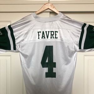 Reebok White NY Jets Brett Favre Jersey, Size L